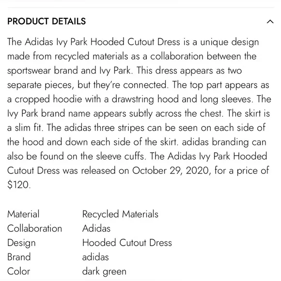 ADIDAS Ivy Park Hooded Cutout Dress - Picture 9 of 9